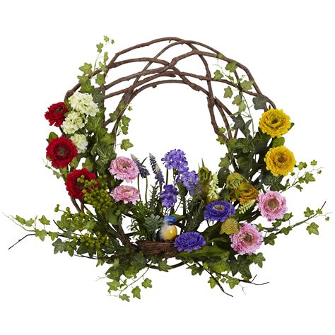 22 inch wreath|22 spring flower wreath.